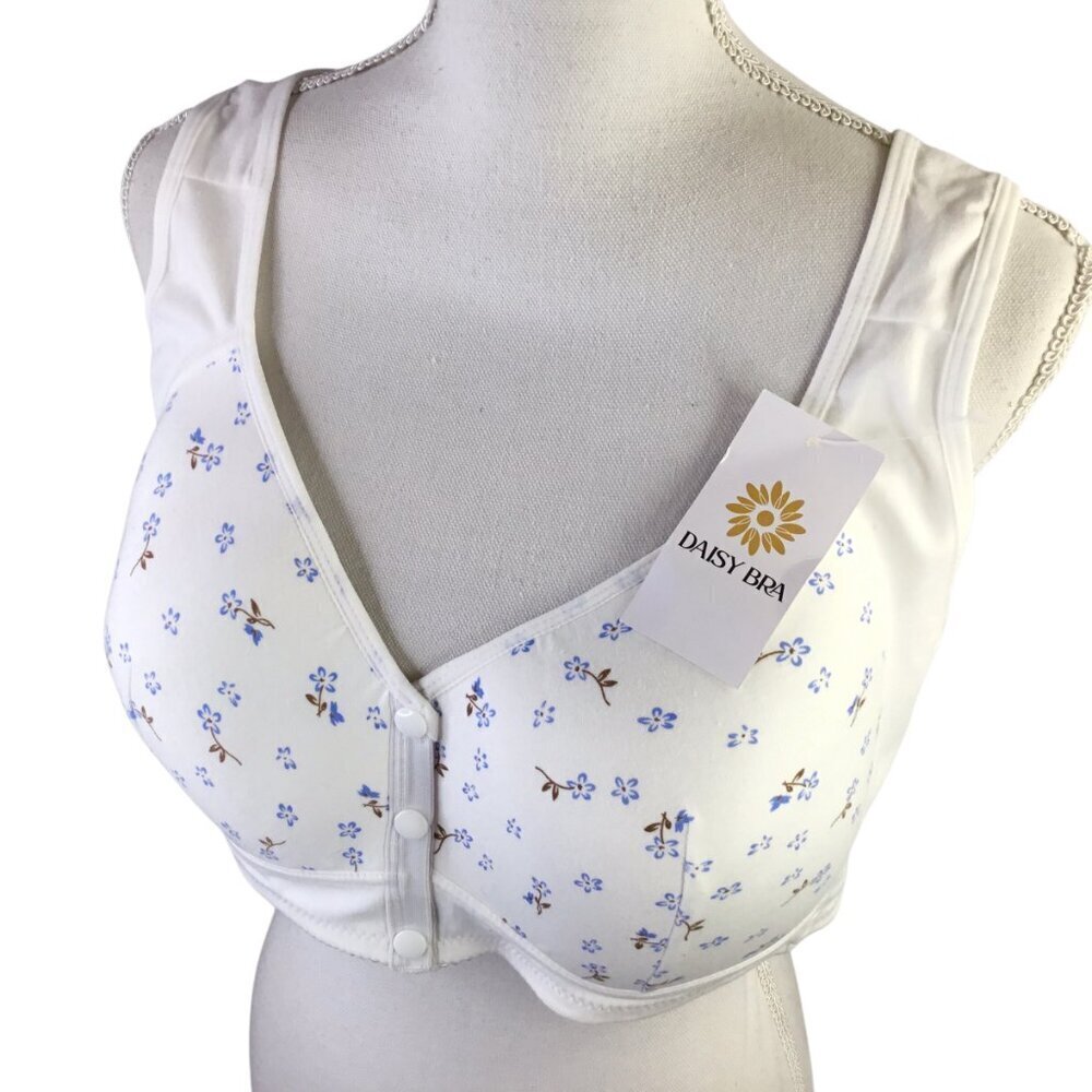Daisy Bra NWT Front Snap Size 6XL Plus Wide Strap Soft Comfort Wireless Floral